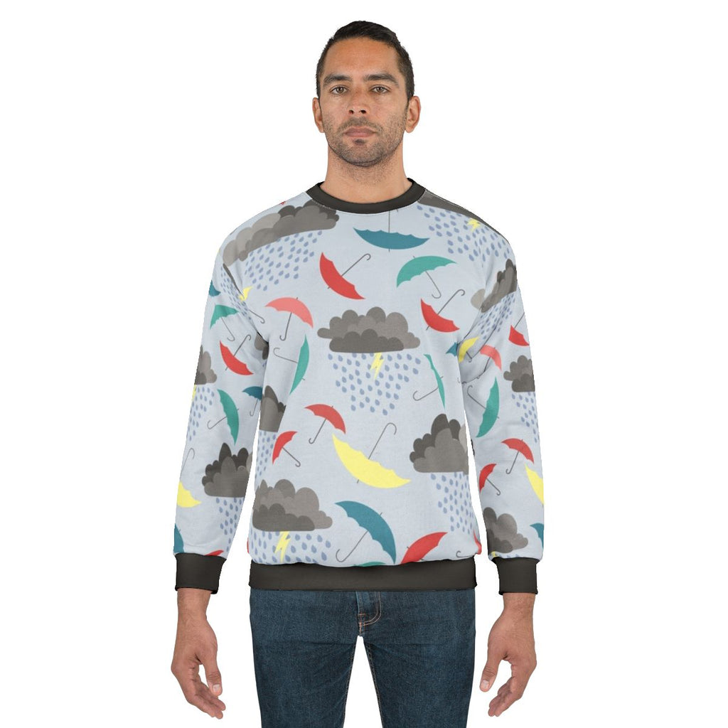Rainy day sweatshirt with spring pattern