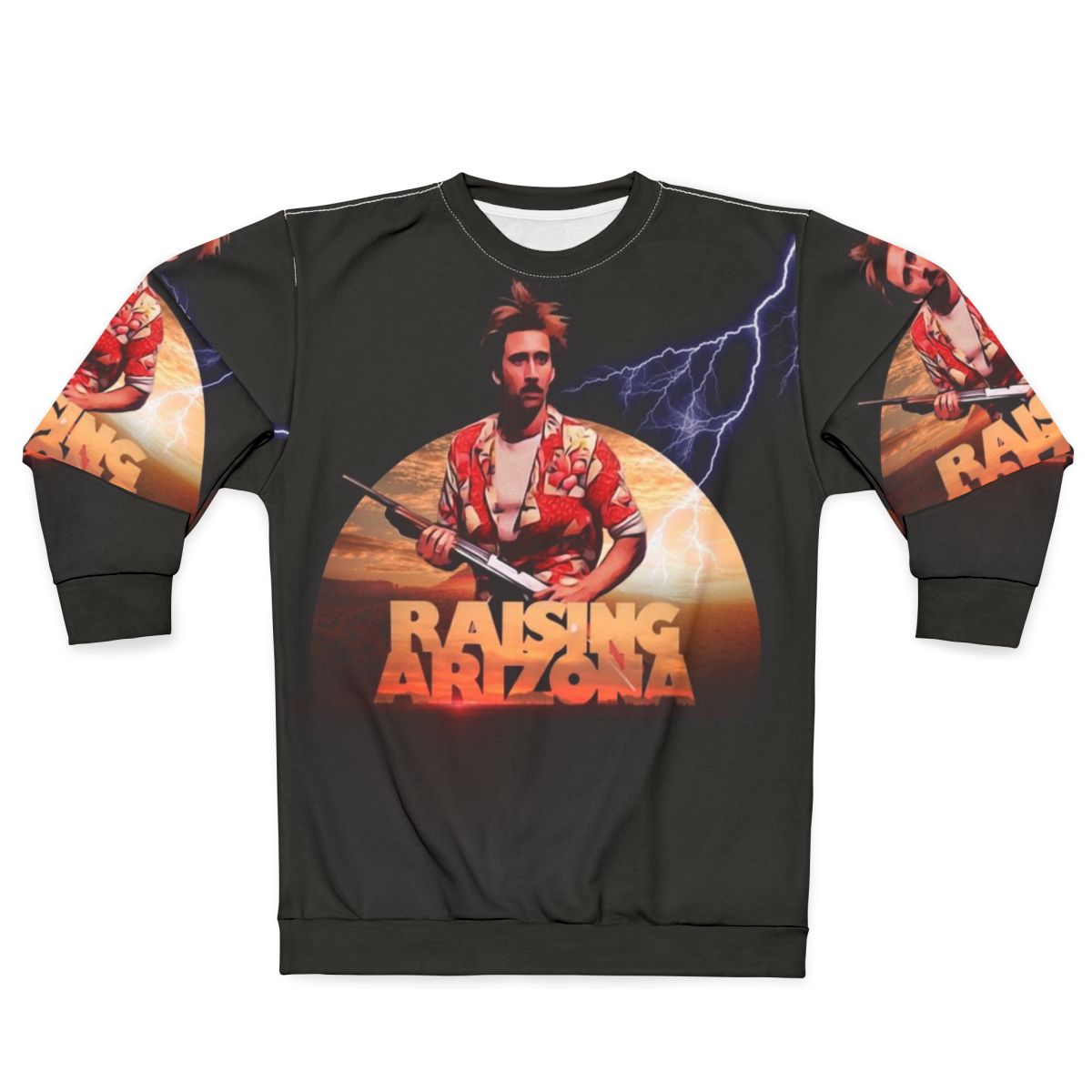 "Raising Arizona" movie-inspired graphic sweatshirt with Nicholas Cage