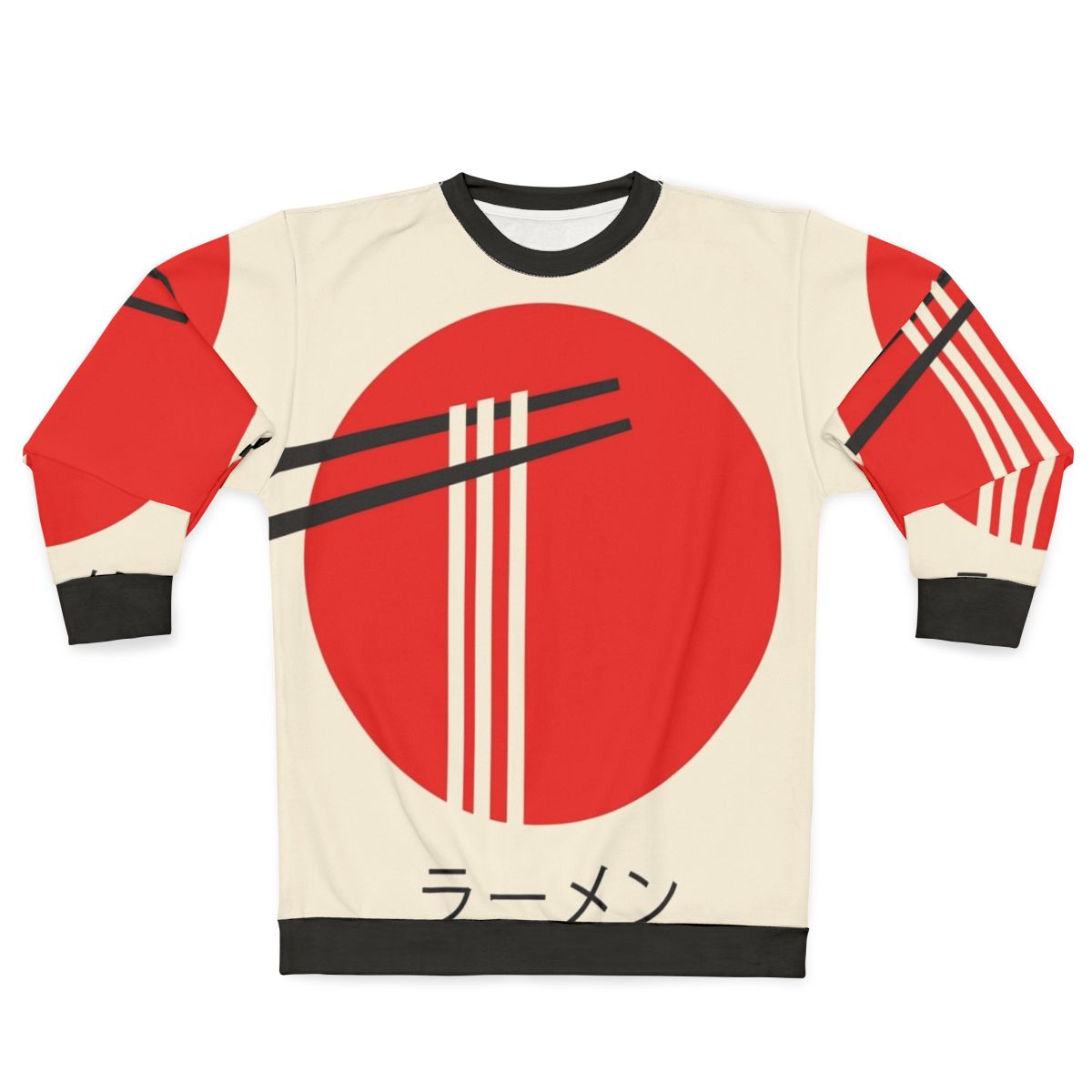 Retro ramen noodle bowl graphic on a sweatshirt