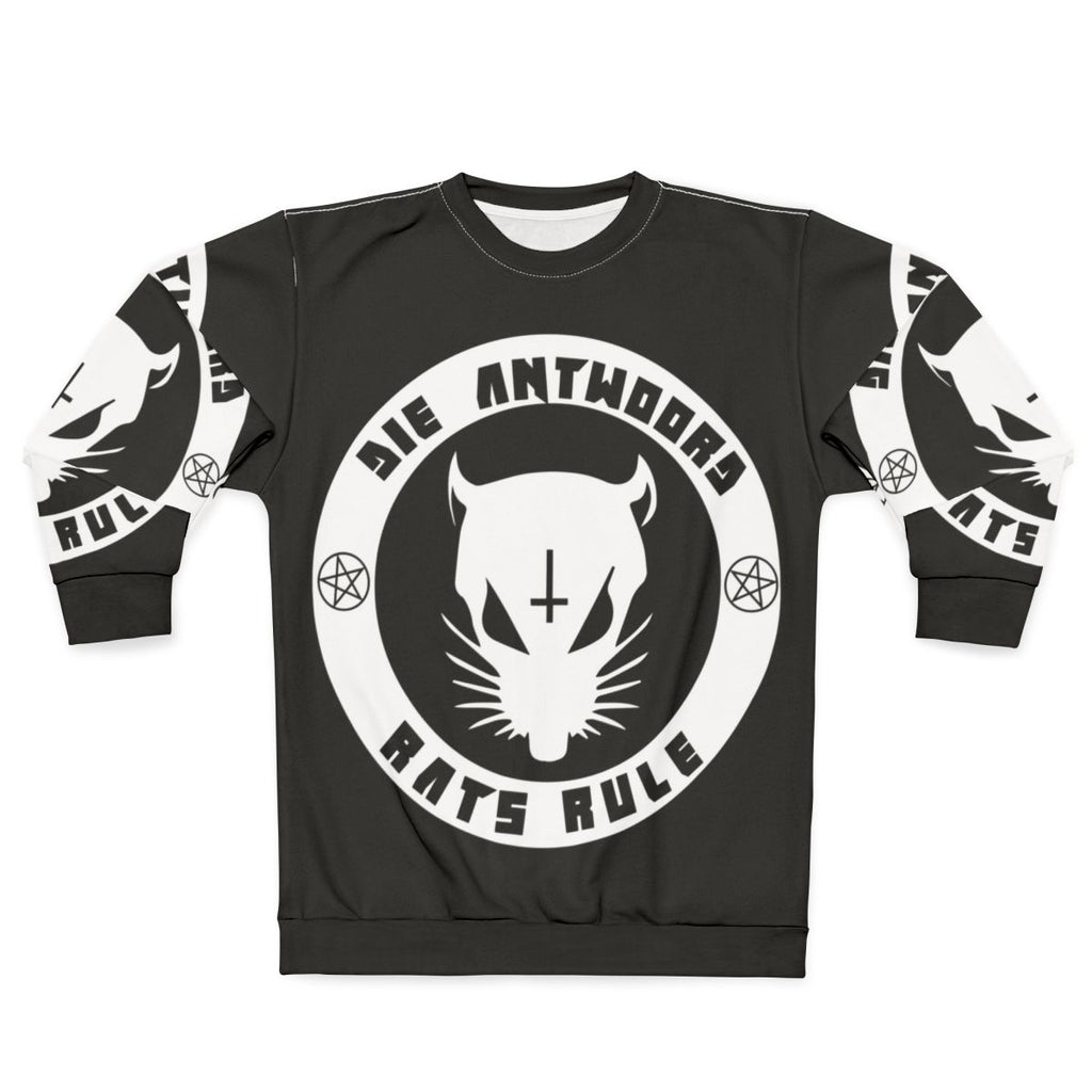 White sweatshirt with hip hop and street style graphics