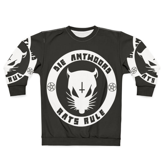 White sweatshirt with hip hop and street style graphics