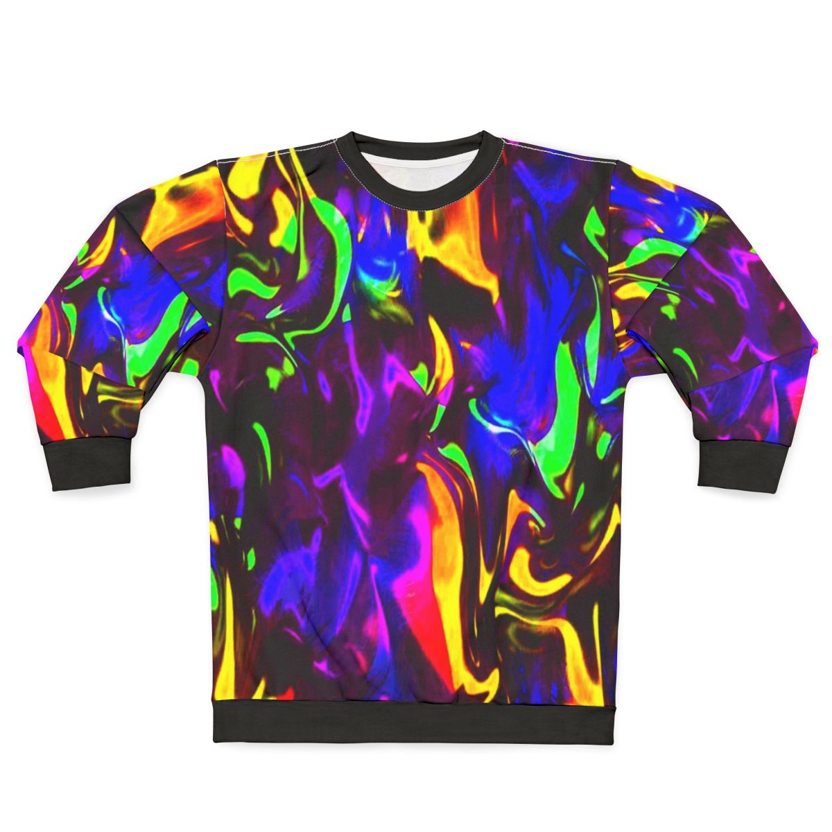 Rave sweatshirt with psychedelic neon glow stick pattern