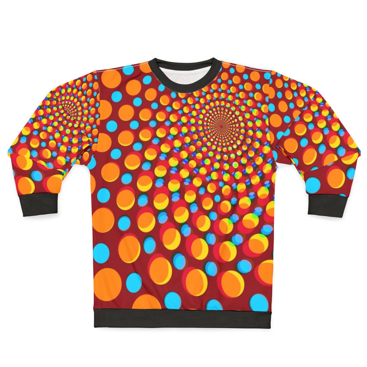 Rave sweatshirt with psychedelic optical illusion design