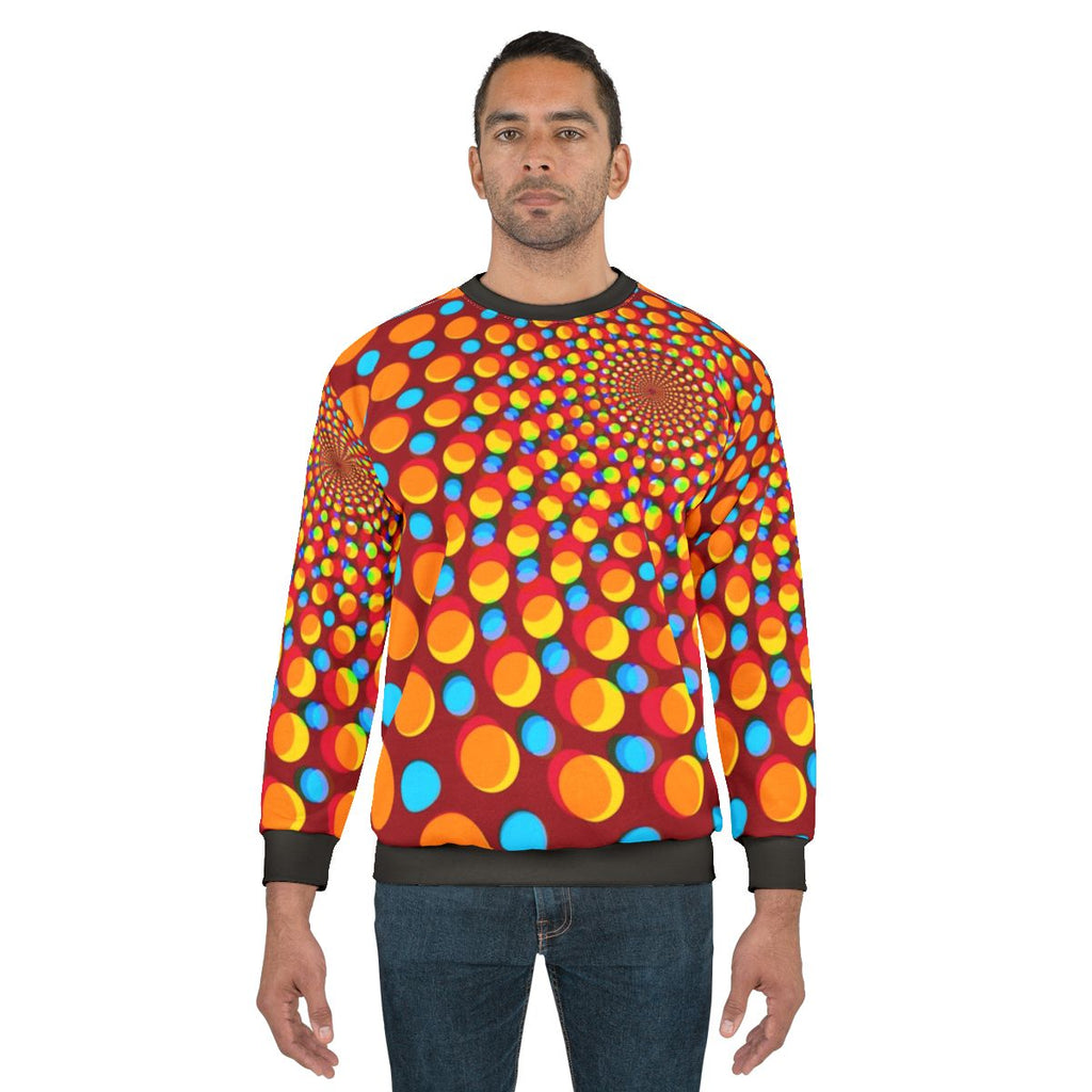 Rave sweatshirt with psychedelic optical illusion design