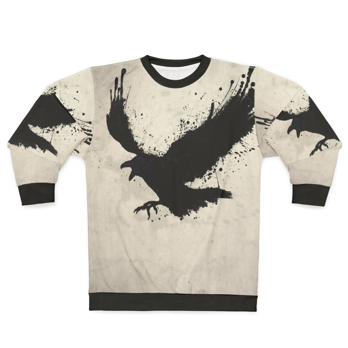 Raven Sweatshirt with Sketch and Spatter Design