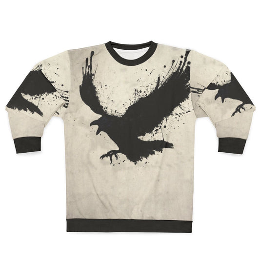 Raven Sweatshirt with Sketch and Spatter Design