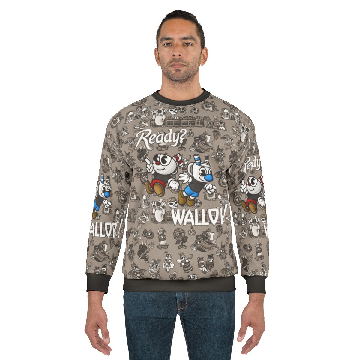 Cuphead themed gaming sweatshirt