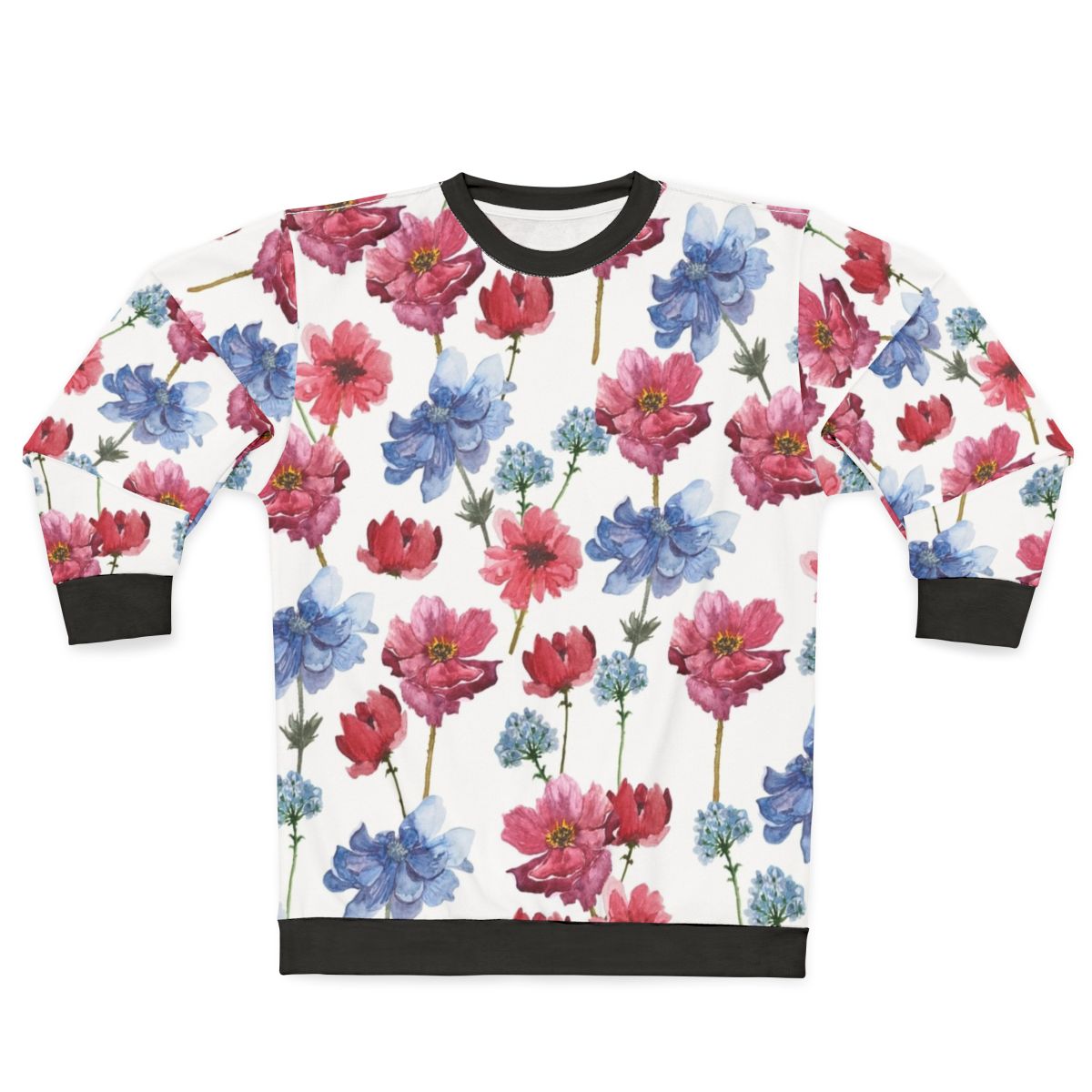 Hand-drawn watercolor flowers sweatshirt
