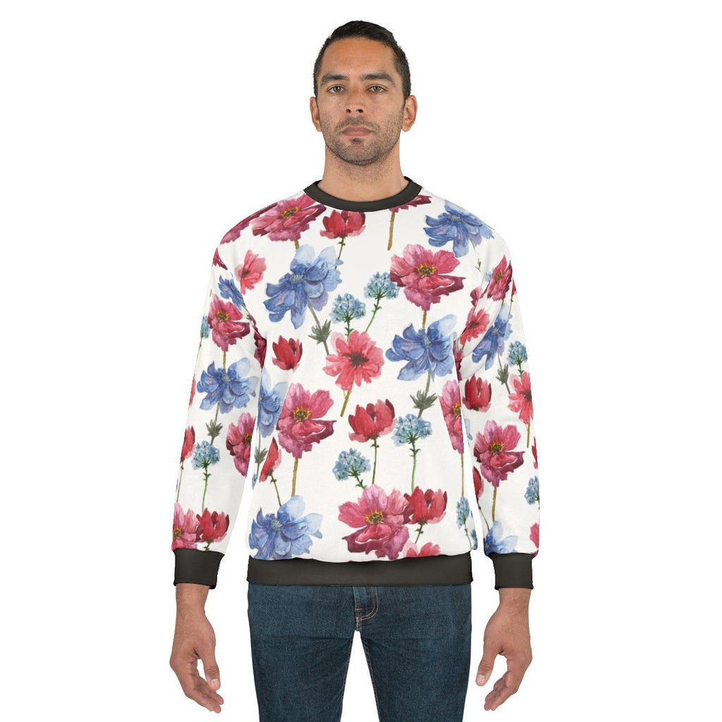 Hand-drawn watercolor flowers sweatshirt