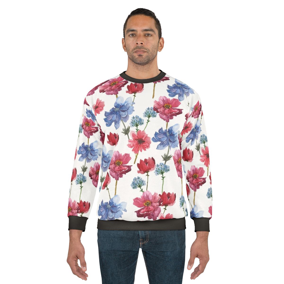 Hand-drawn watercolor flowers sweatshirt
