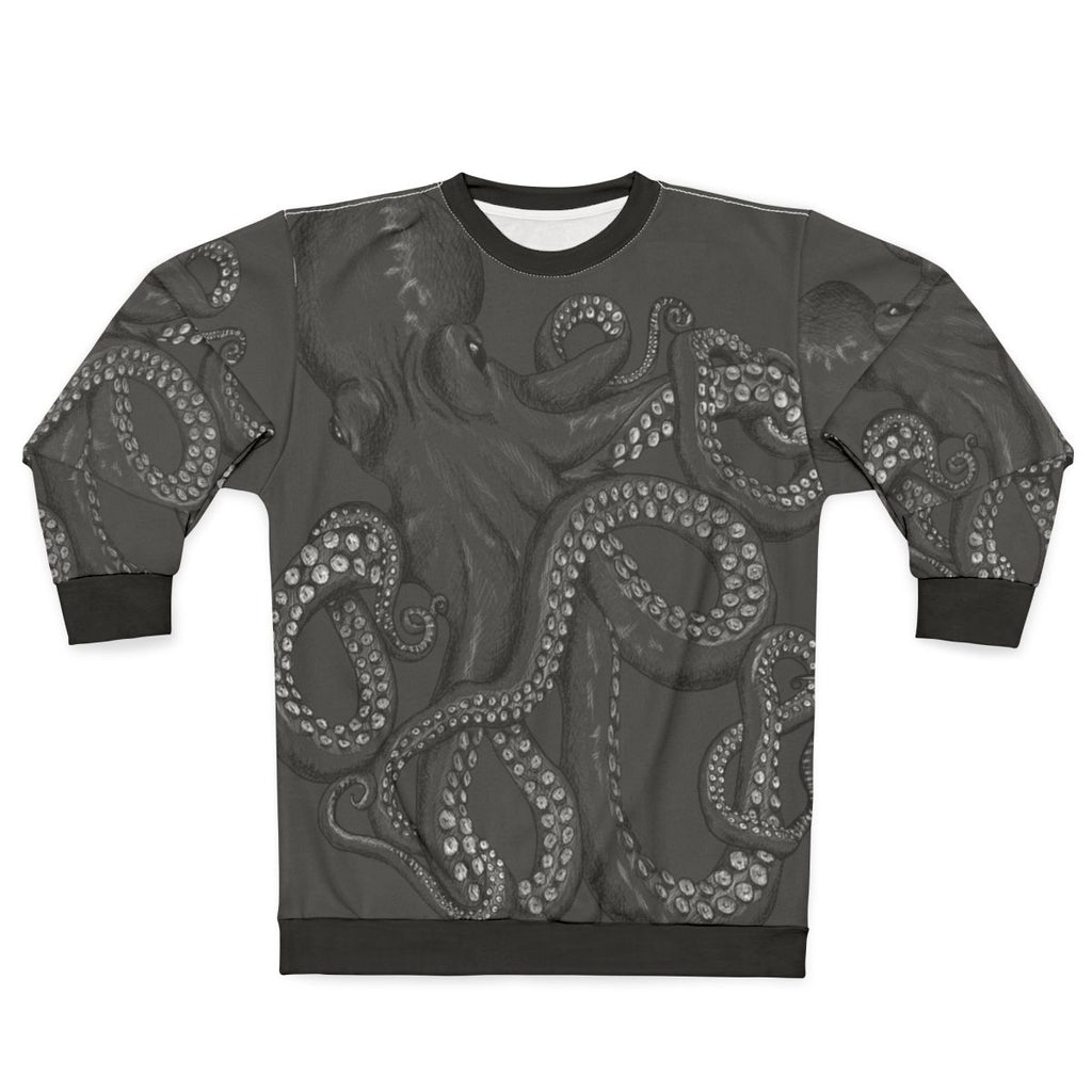 Realistic octopus two tone sweatshirt with line art design