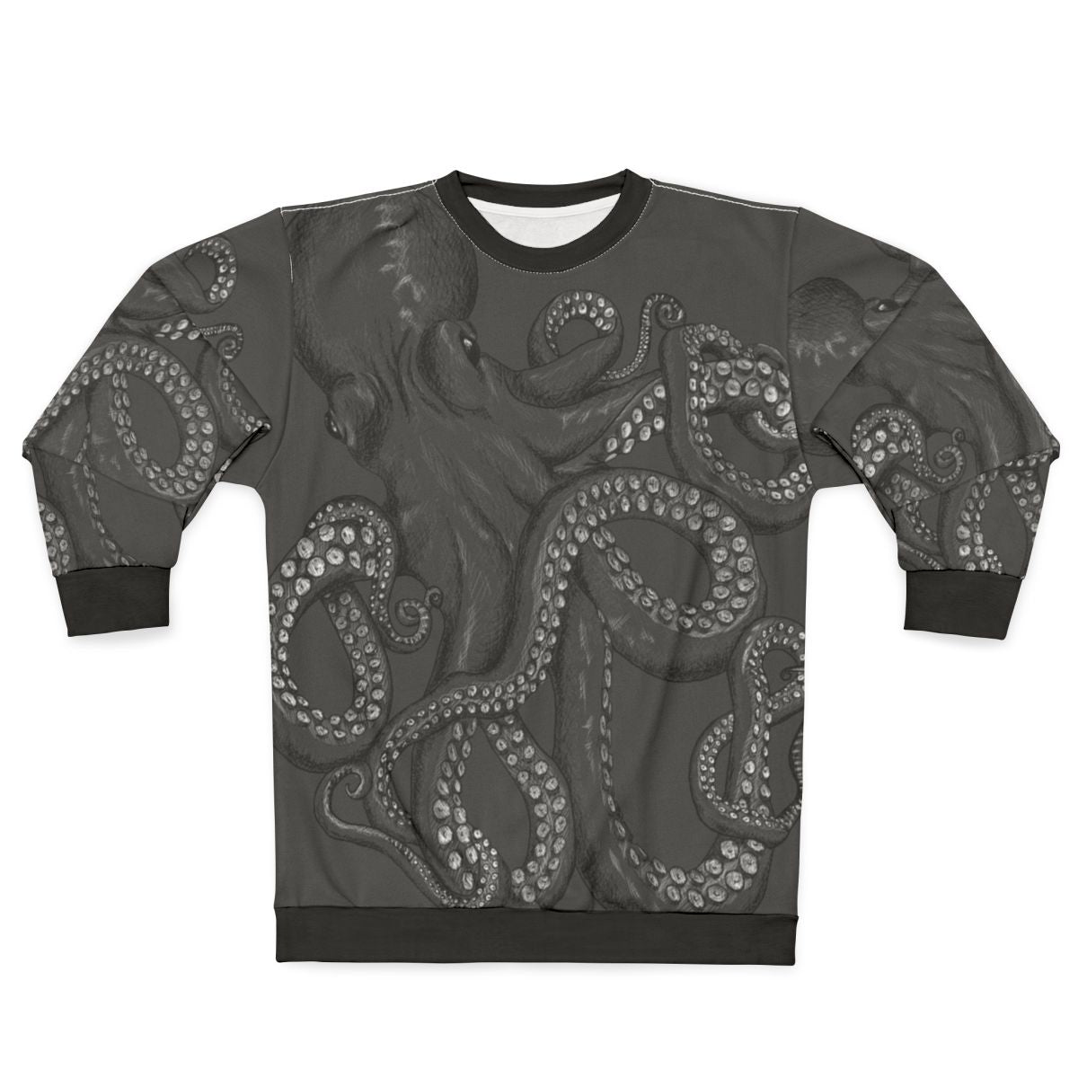 Realistic octopus two tone sweatshirt with line art design