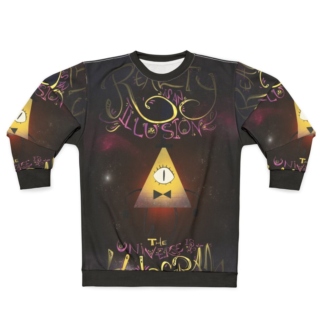Bill Cipher "Reality Is An Illusion" Gravity Falls Holographic Sweatshirt