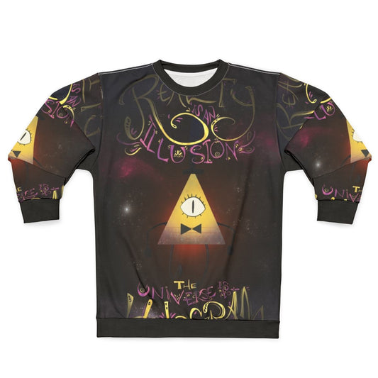 Bill Cipher "Reality Is An Illusion" Gravity Falls Holographic Sweatshirt