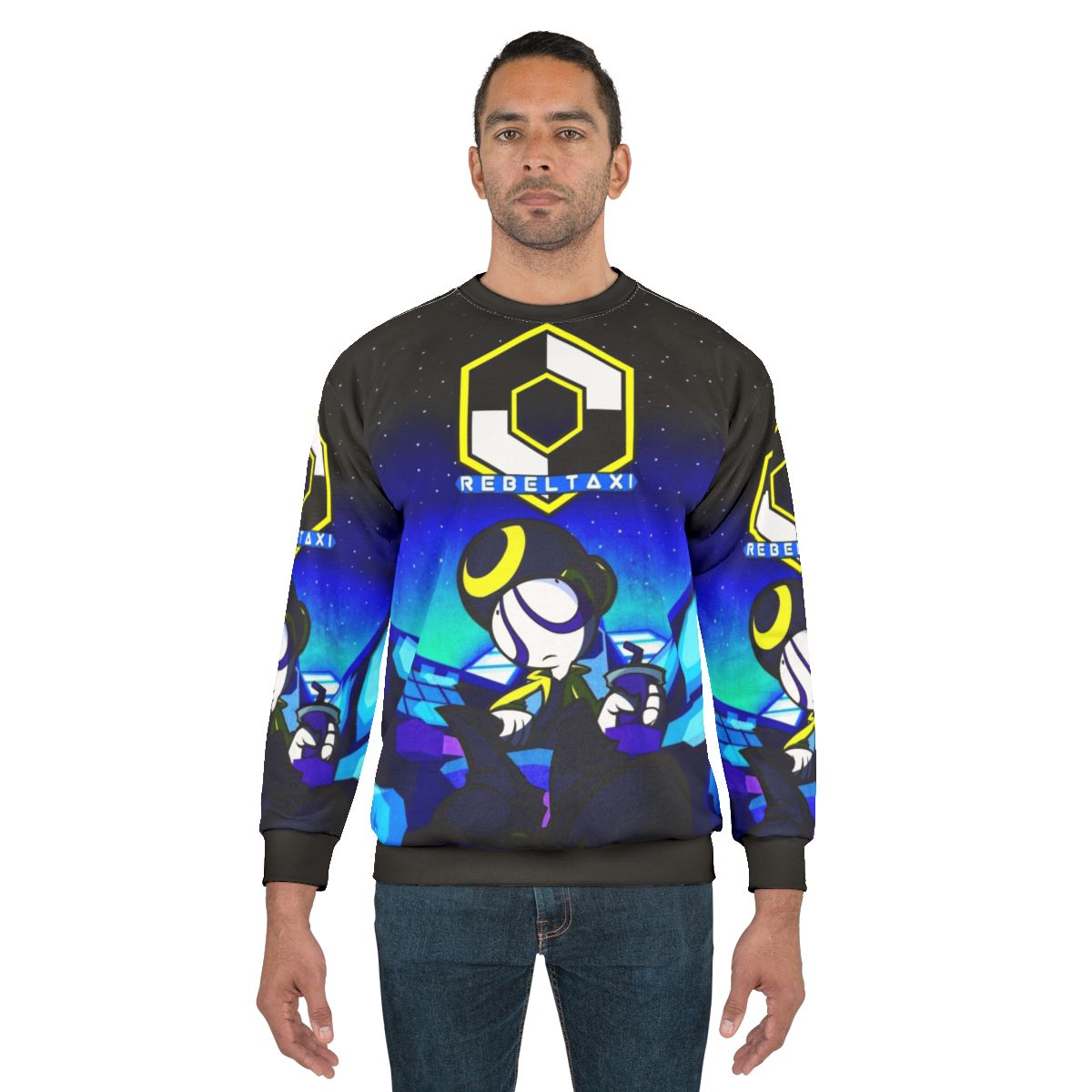 Rebeltaxi pan pizza neon and dark sweatshirt