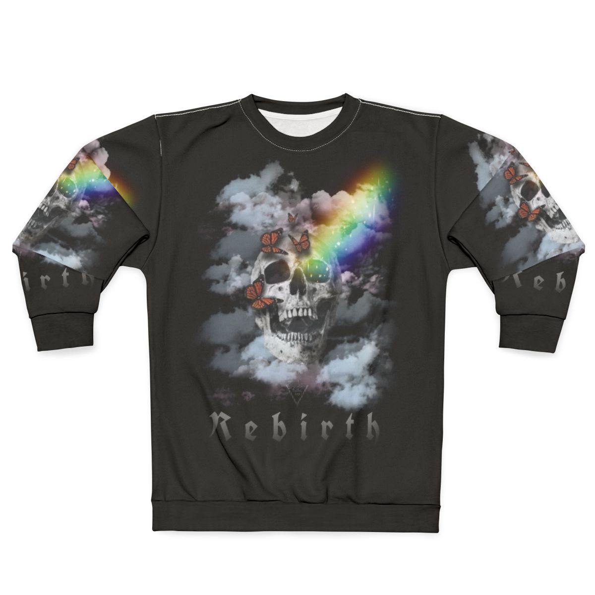 Rebirth Sweatshirt with syber digital art, fantasy, and occult design