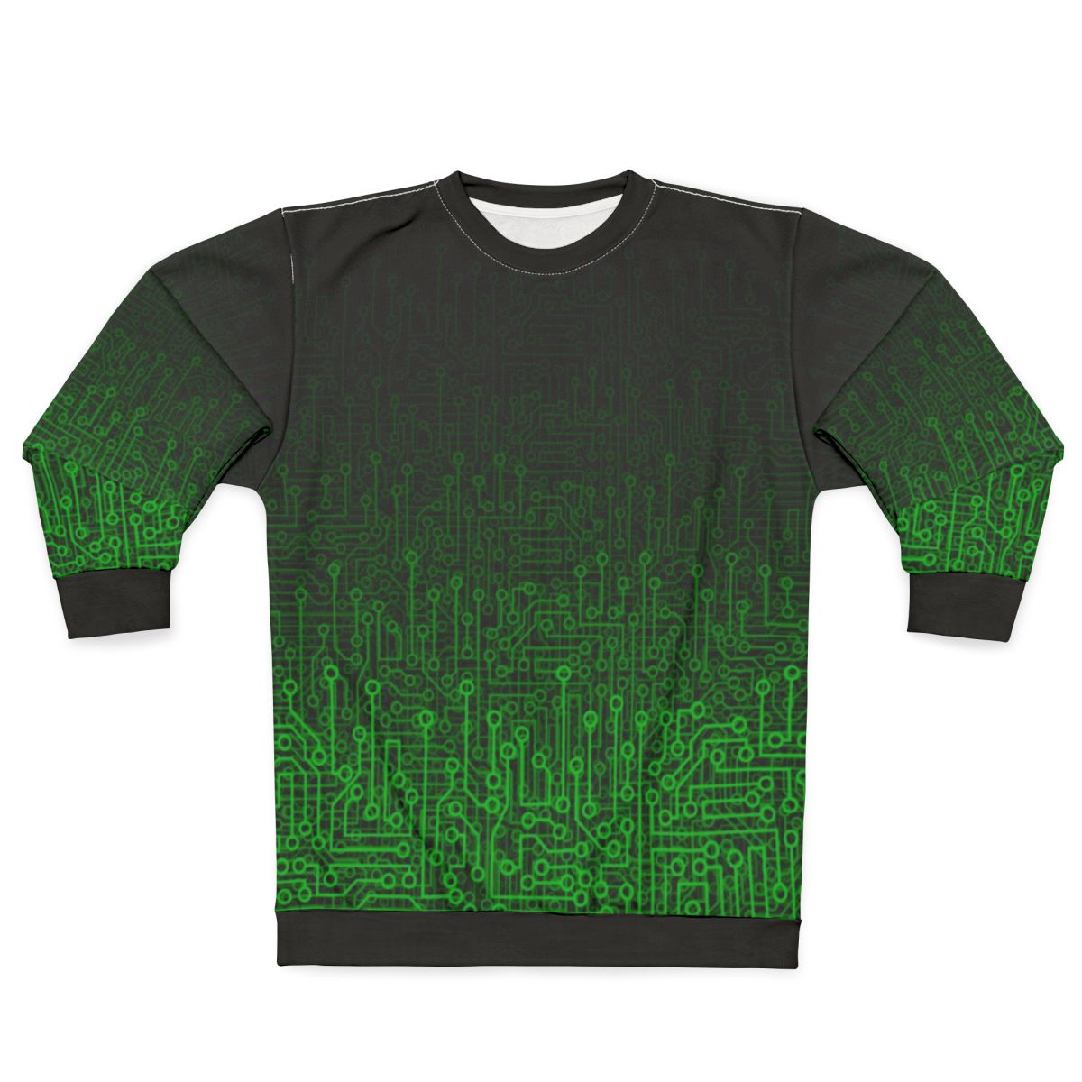 Reboot II Green Sweatshirt with Circuit Board Design