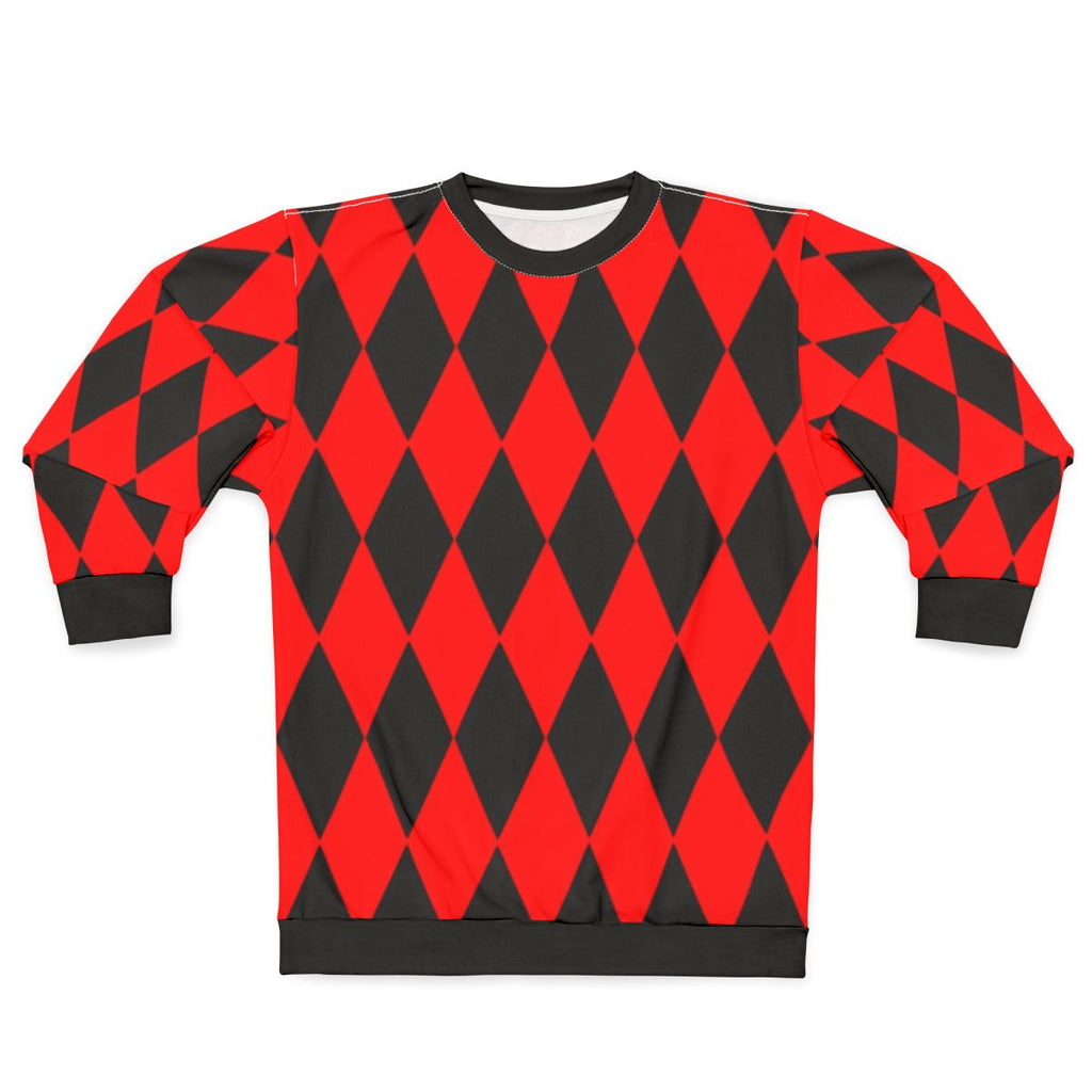 Red and Black Harlequin Diamond Pattern Sweatshirt