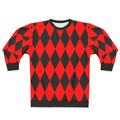 Red and Black Harlequin Diamond Pattern Sweatshirt