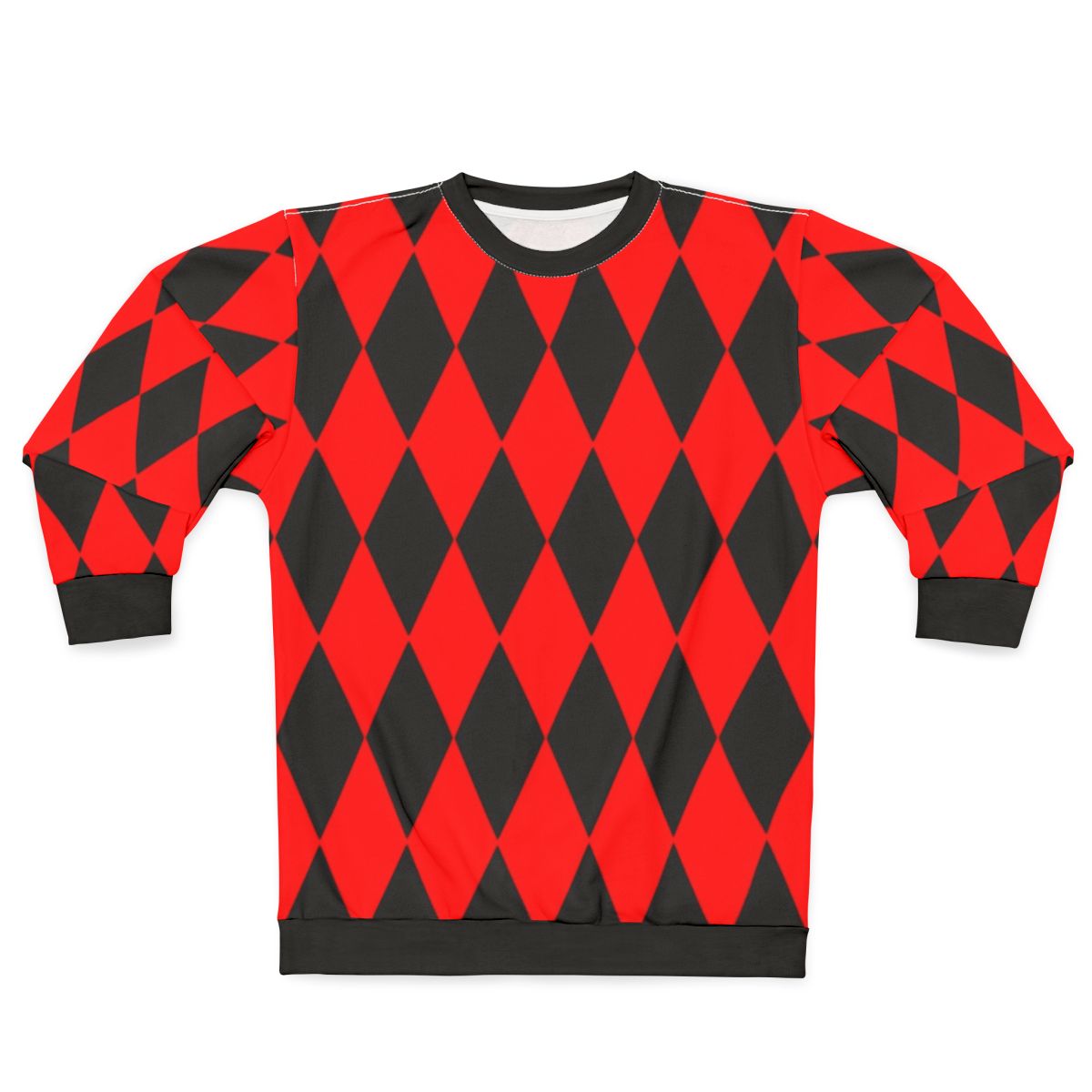 Red and Black Harlequin Diamond Pattern Sweatshirt