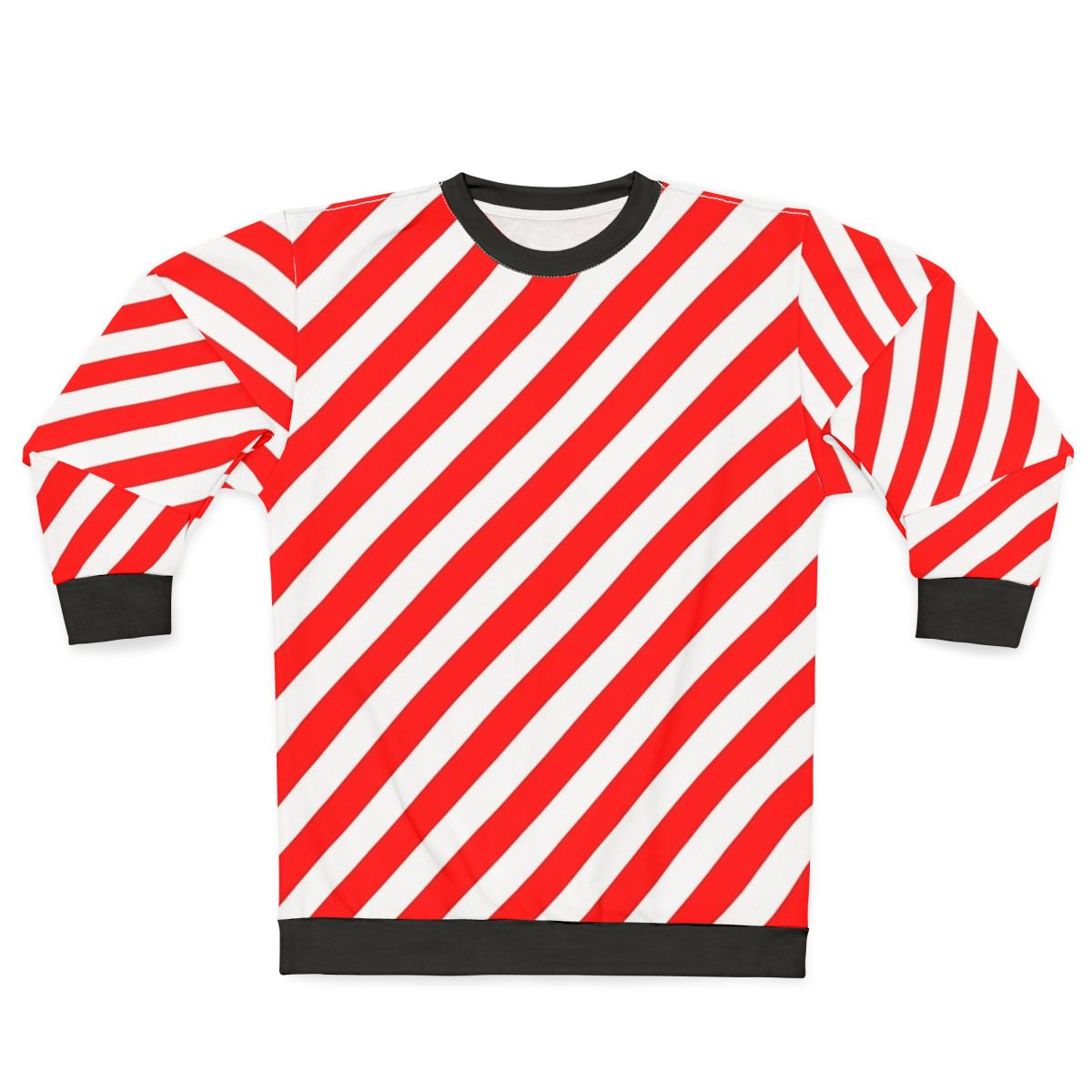 Red and White Diagonal Stripes Sweatshirt