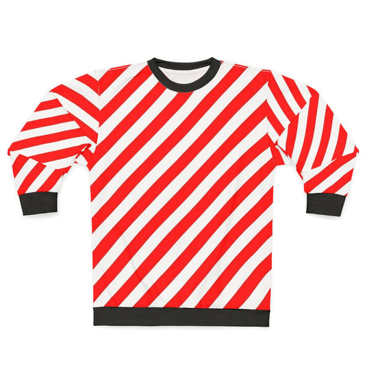 Red and White Diagonal Stripes Sweatshirt