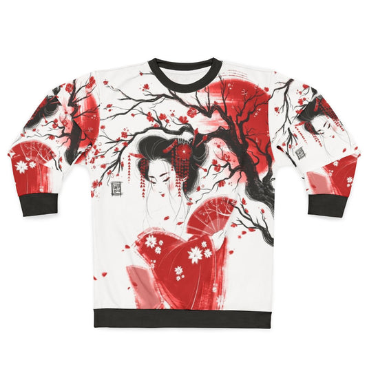 Red Geisha Inspired Graphic Sweatshirt