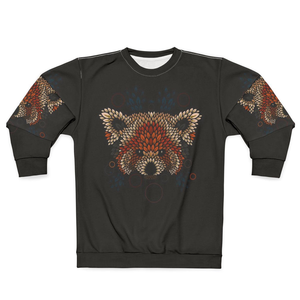 Red panda face detailed on cozy sweatshirt
