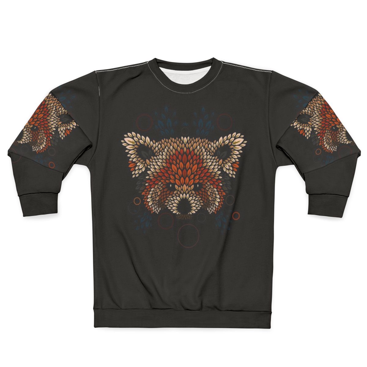 Red panda face detailed on cozy sweatshirt