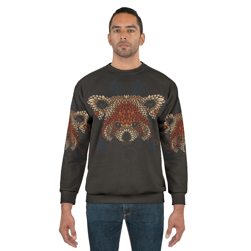 Red panda face detailed on cozy sweatshirt