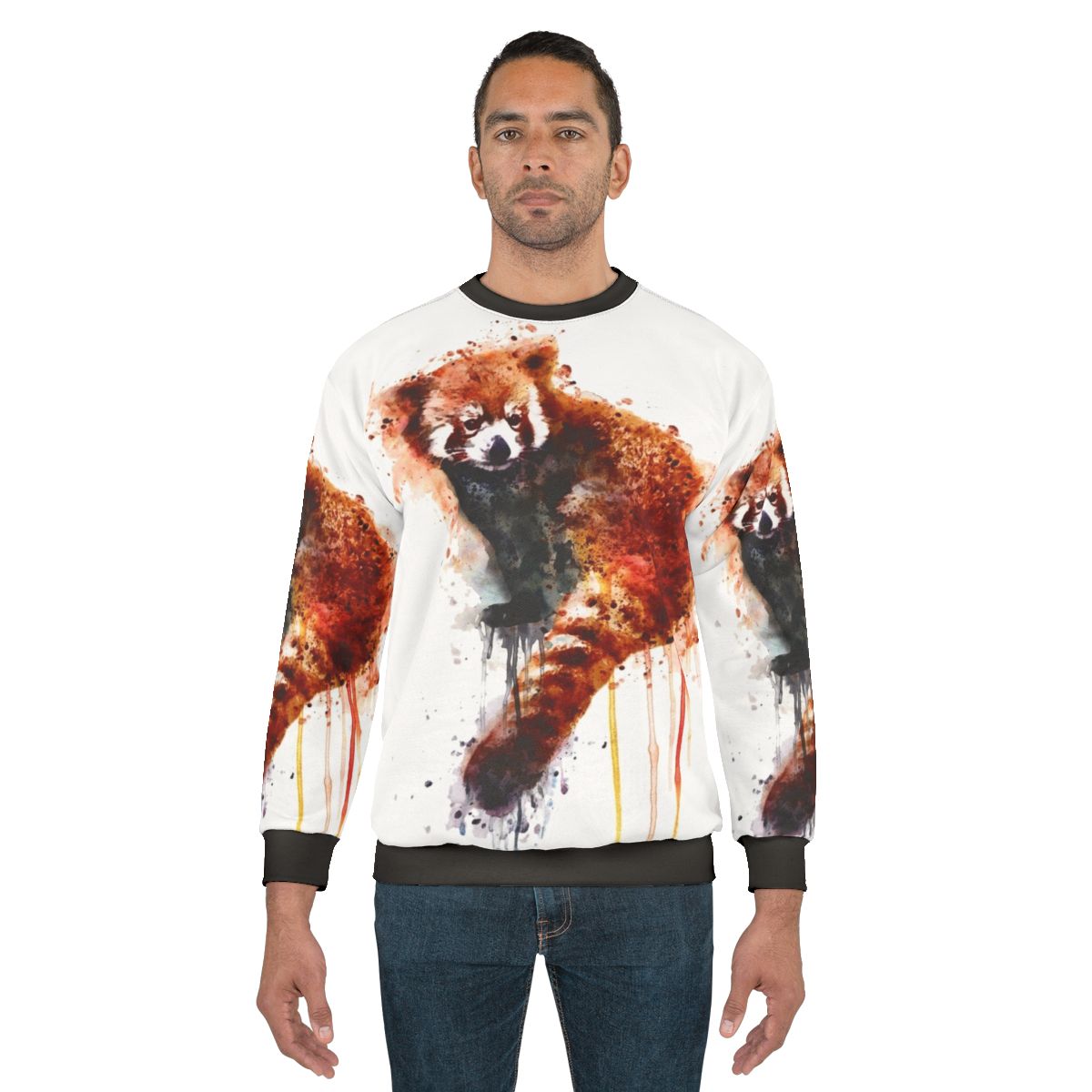 Adorable red panda sweatshirt with watercolor animal art