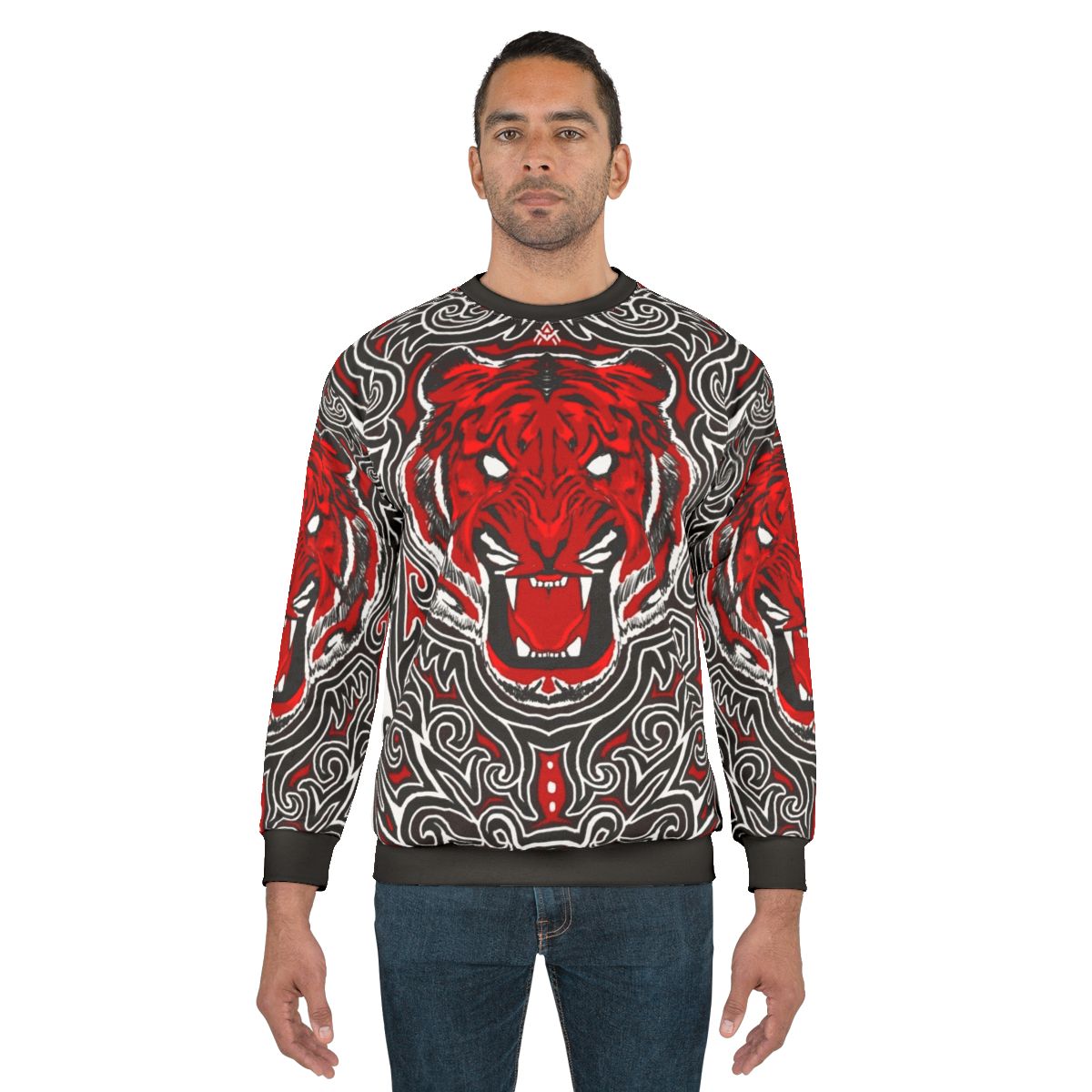 Batak Inspired Red Tiger Angry Monster Sweatshirt