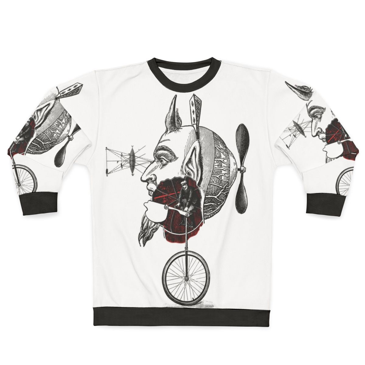 Redditur Infernum occult horror vintage sweatshirt with skull and skeleton design