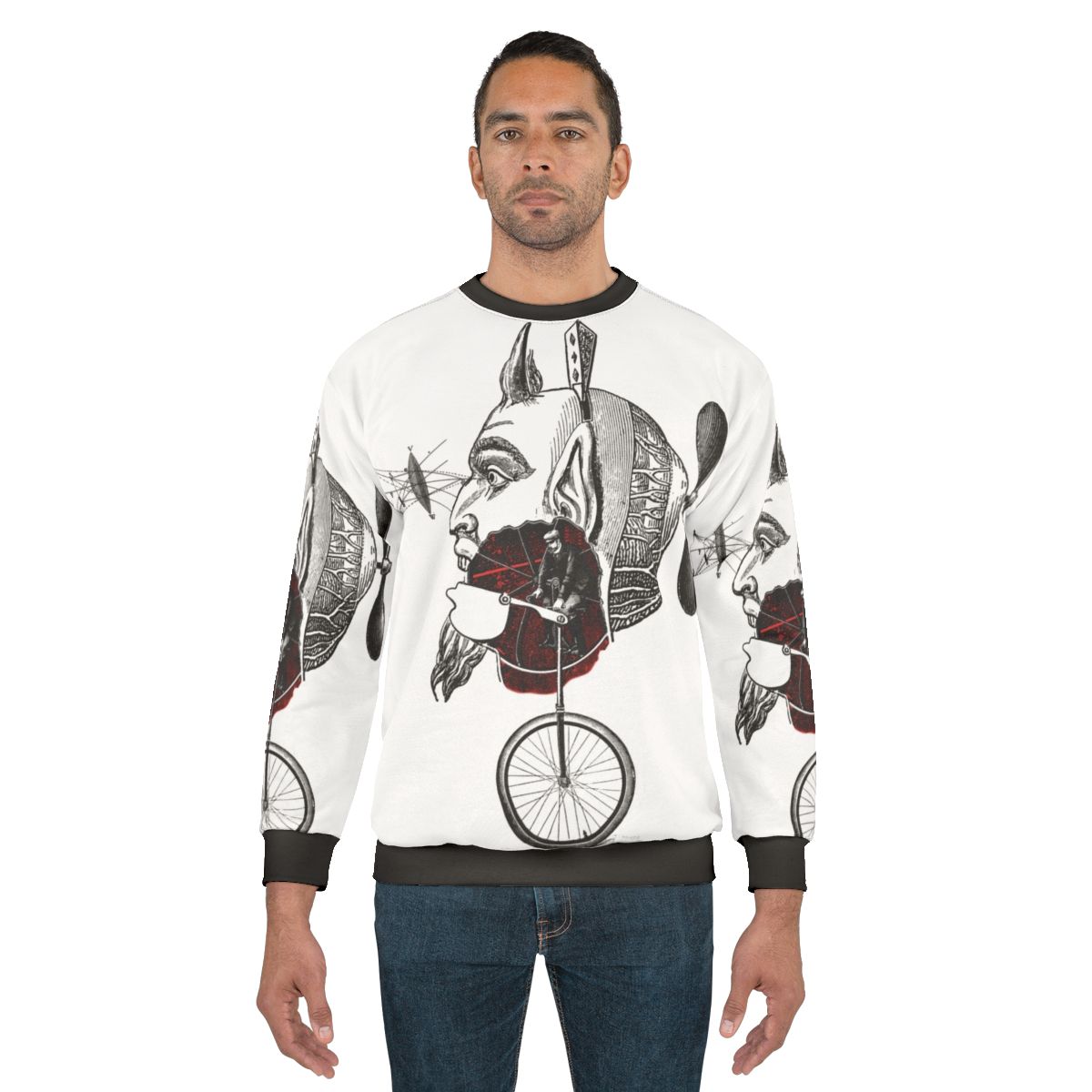 Redditur Infernum occult horror vintage sweatshirt with skull and skeleton design