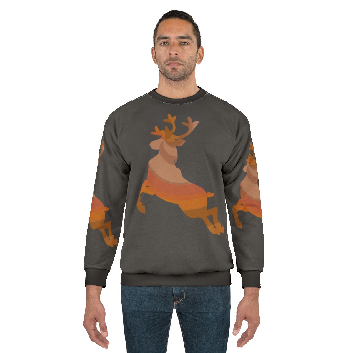Reindeer sweatshirt with colorful legendary animal art design