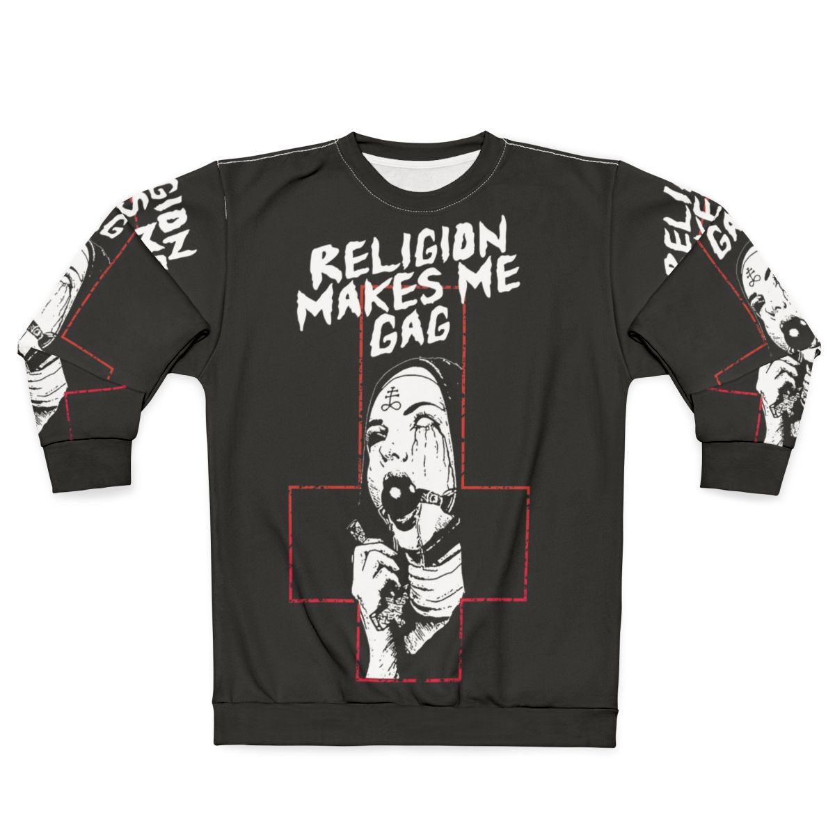 Edgy gothic "religion makes me gag" womens sweatshirt