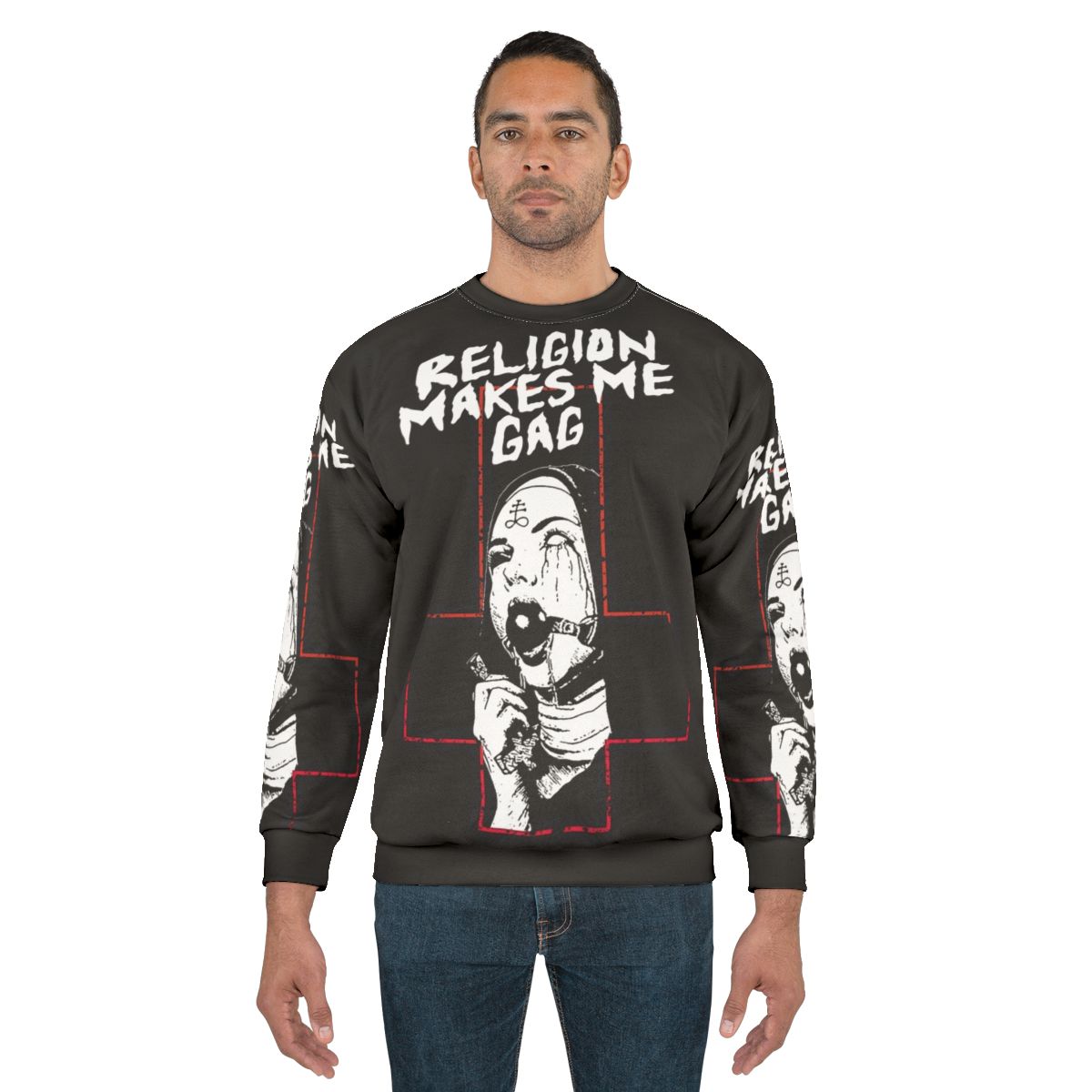 Edgy gothic "religion makes me gag" womens sweatshirt