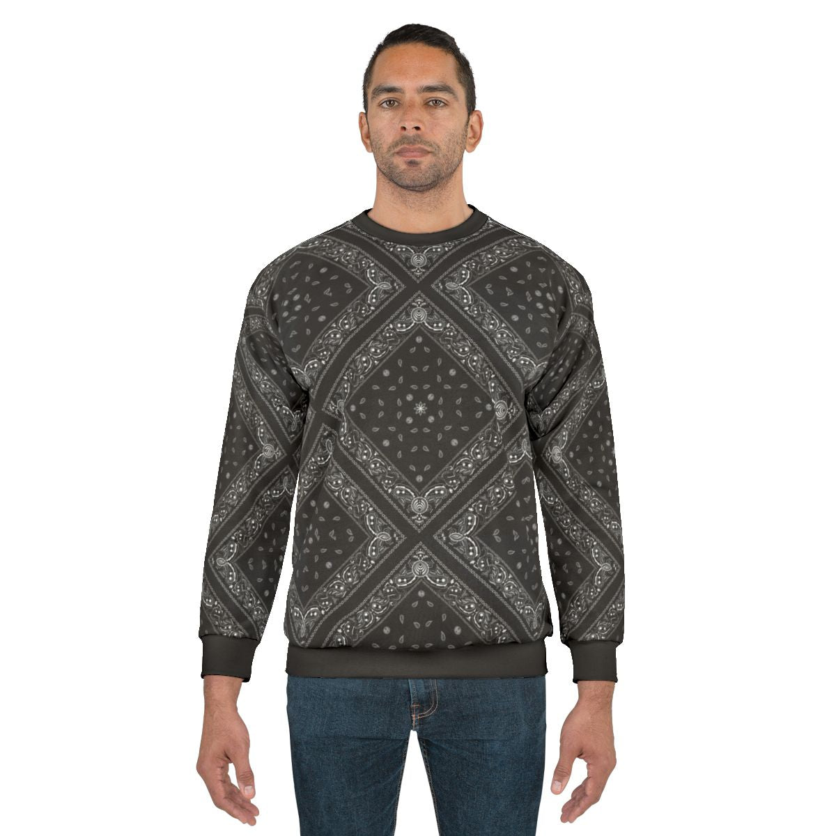 Black Bandana Print Sweatshirt
