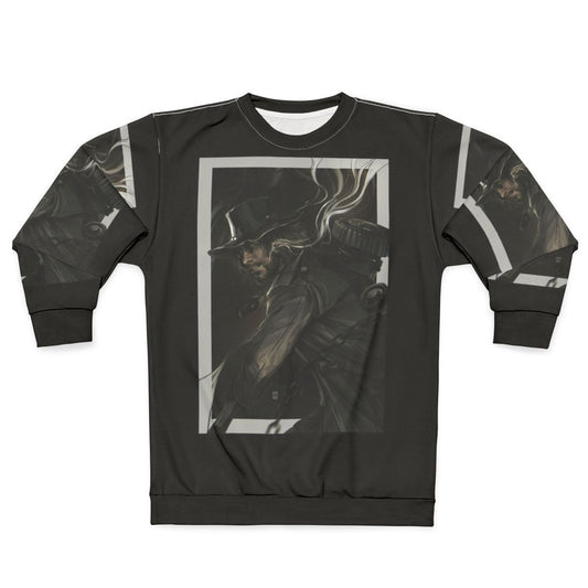 Resident Evil Village themed sweatshirt with horror gaming design