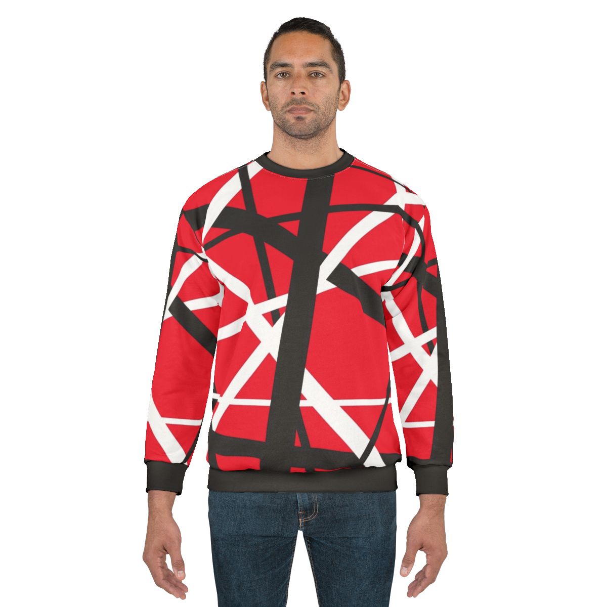 Retro 80s striped design music-themed sweatshirt