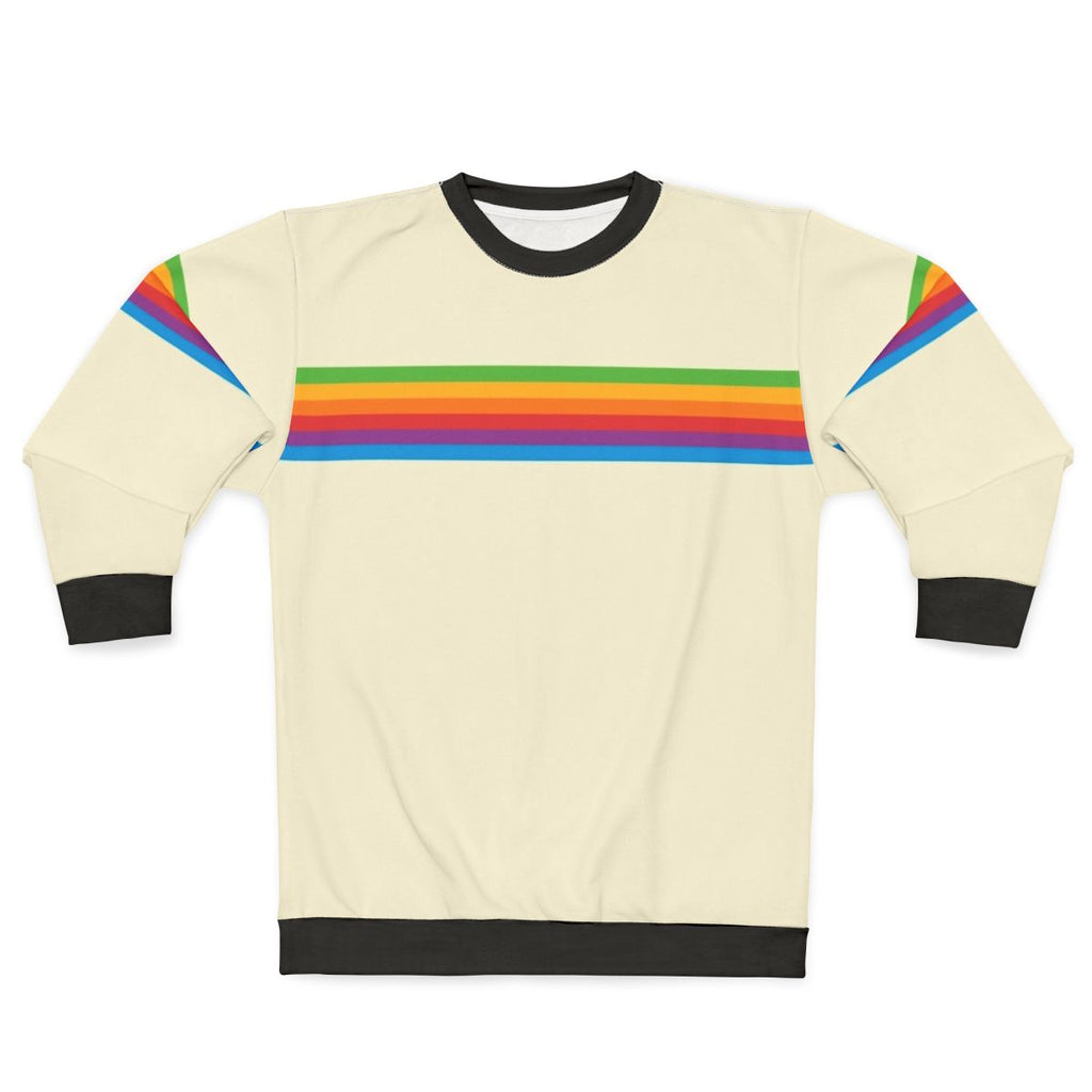 Retro Apple Rainbow Sweatshirt, a vibrant and vintage-inspired unisex crewneck