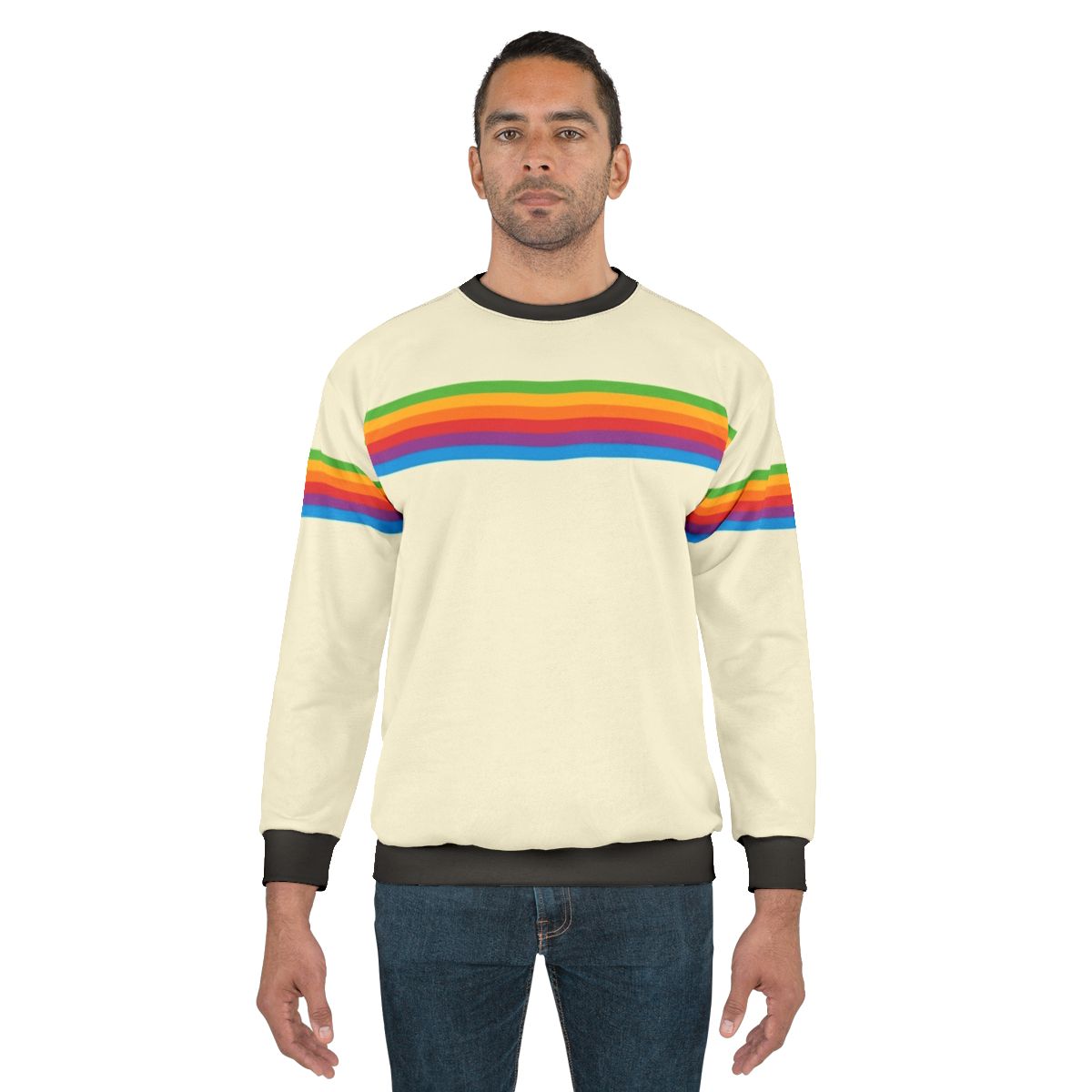 Retro Apple Rainbow Sweatshirt, a vibrant and vintage-inspired unisex crewneck