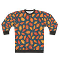 Retro autumn leaves on indigo blue sweatshirt