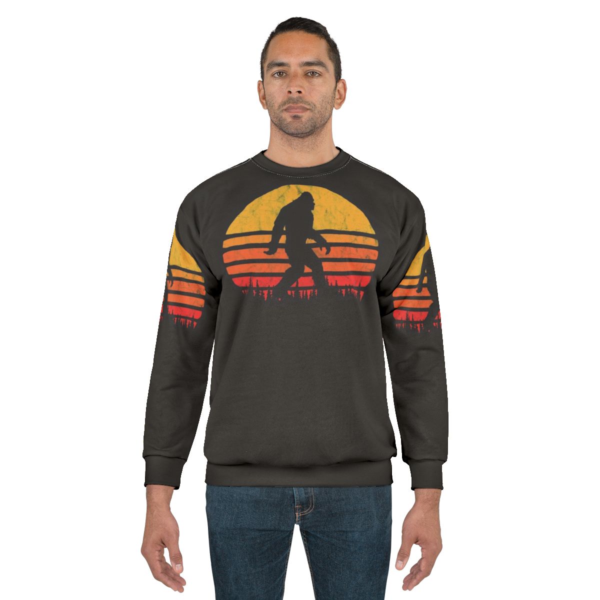 Retro Bigfoot Silhouette Sunset Vintage Sweatshirt