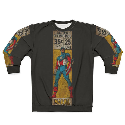 Retro Puerto Rican Flag Superhero Design Sweatshirt