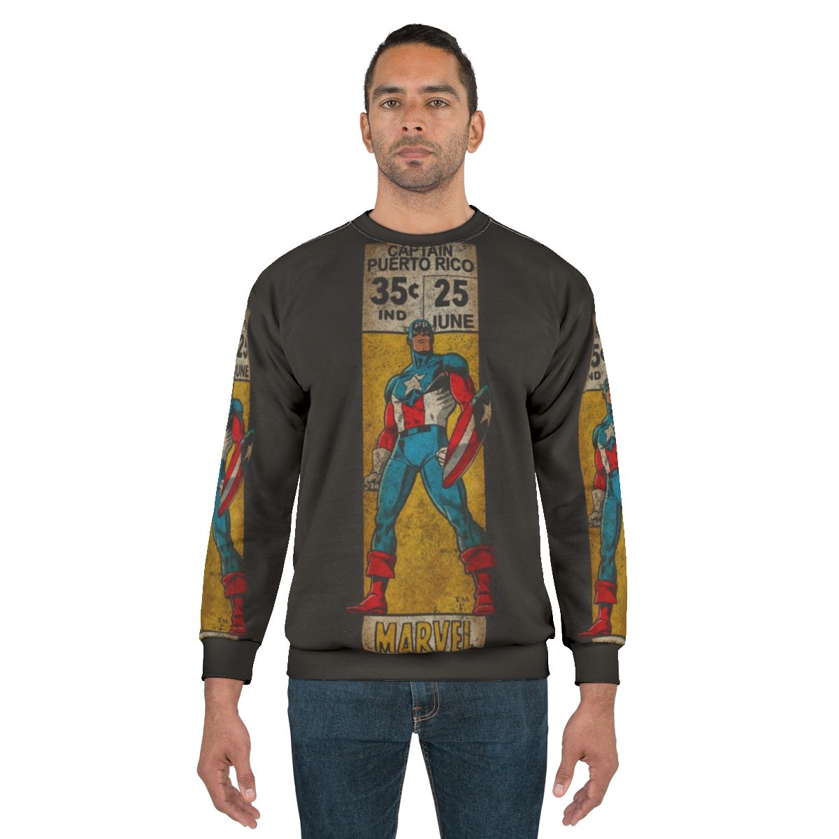 Retro Puerto Rican Flag Superhero Design Sweatshirt