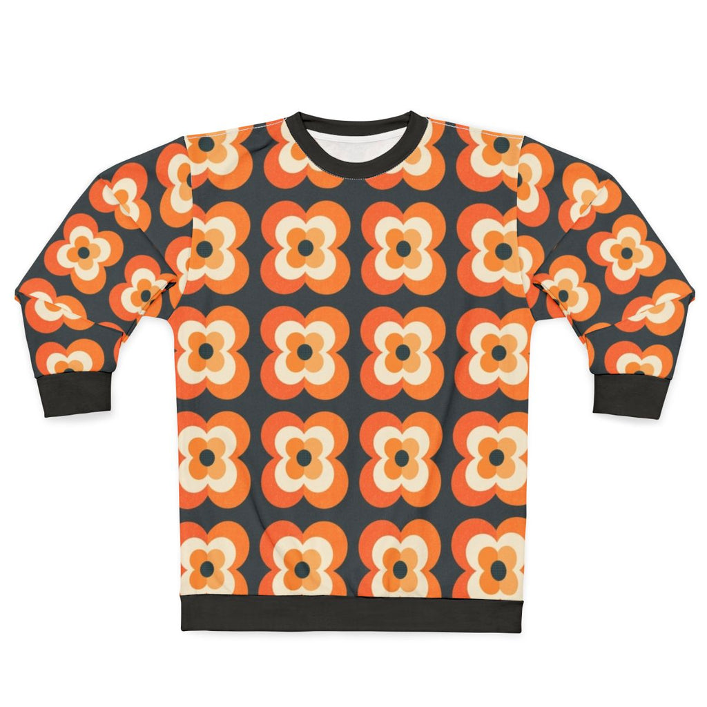 Retro flowers orange and charcoal sweatshirt