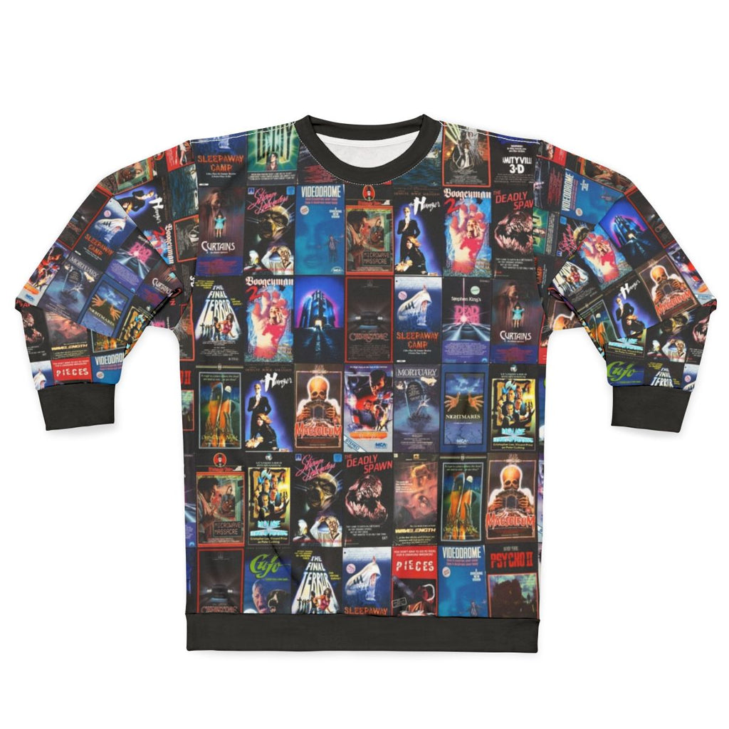 Retro 80s horror VHS artwork sweatshirt