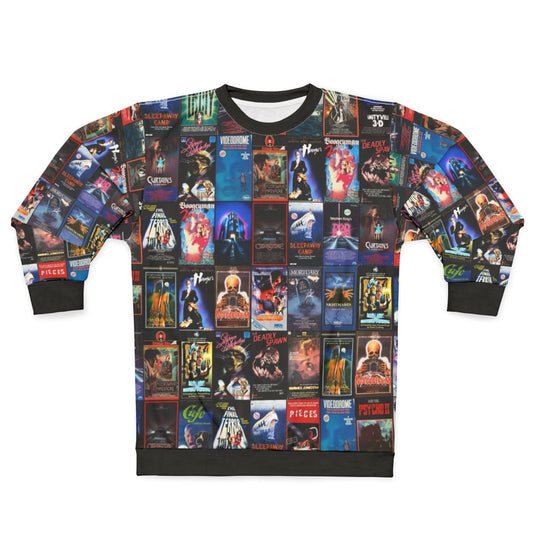 Retro 80s horror VHS artwork sweatshirt