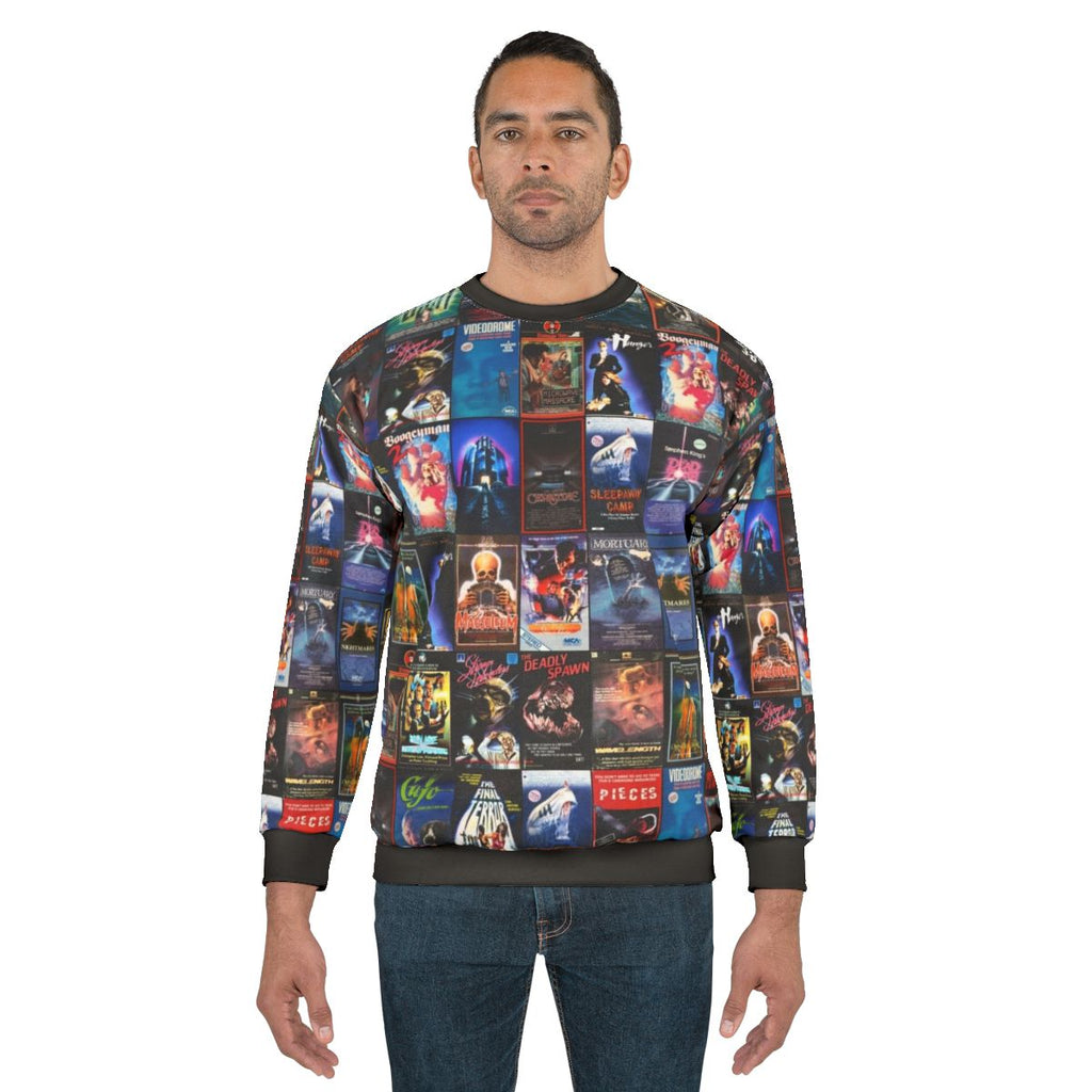 Retro 80s horror VHS artwork sweatshirt